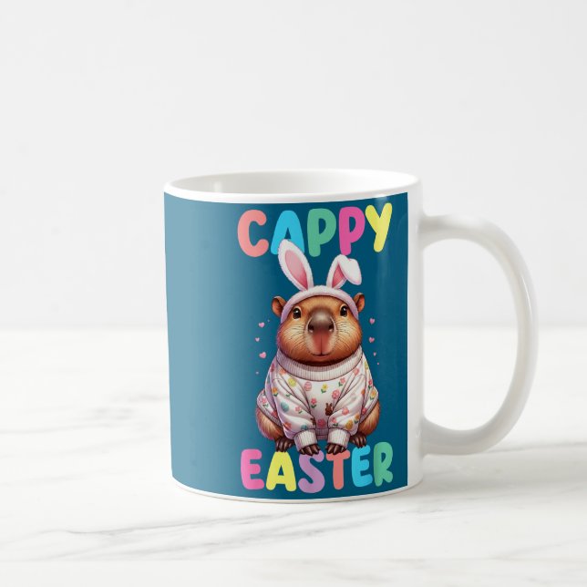 Caneca De Café Dia de Páscoa engraçado do capivara meme feliz pás (Direita)