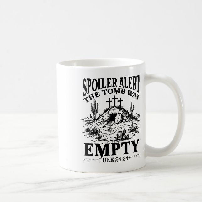 Caneca De Café Dia de Páscoa Religioso Cristão Alerta de Spoiler  (Direita)