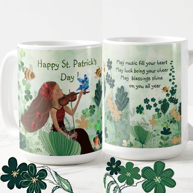 Caneca De Café Dia de Patrick com música (ST Patrick's Day with music Mug)