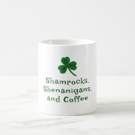 Caneca De Café Dia de Patrick, Engraçado Texto Shamrock, Shenanig
