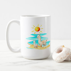 Caneca De Café Dia de Praia com Llama Fofa