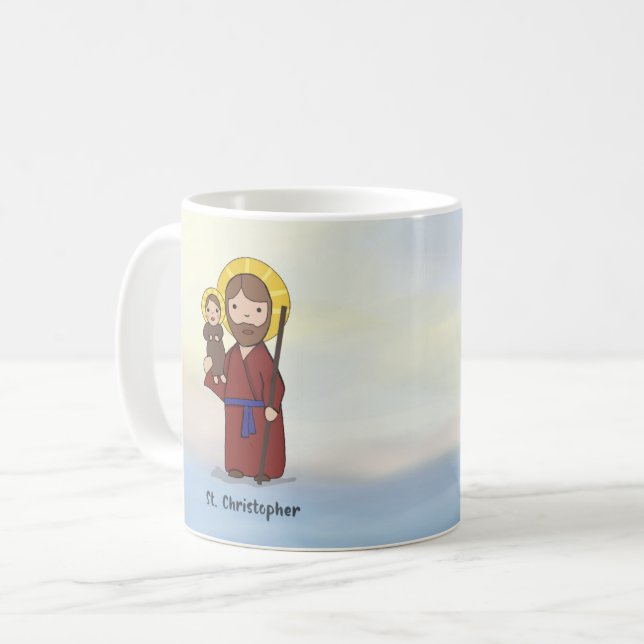 Caneca De Café Dia de São Cristóvão Santo  (Frente Esquerda)