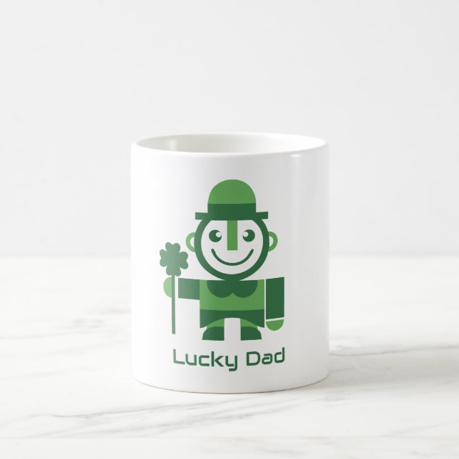 Caneca De Café Dia de São Patrício com Leprechaun Sortudo minimal (Centro)