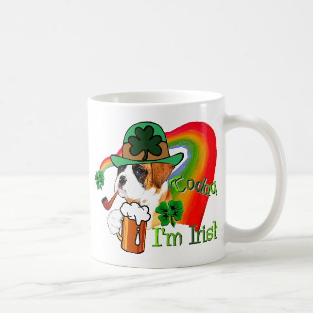 Caneca De Café Dia de São Patrício de Cachorro Boxer (Direita)