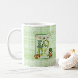 Caneca De Café Dia de São Patrício de sorte irlandês Shamrock Gre