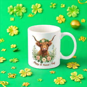 Caneca De Café Dia de São Patrício de Vaca Verde em Highland na I