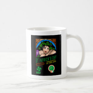 Caneca De Café Dia de São Patrício Design Retro com Garota Irland