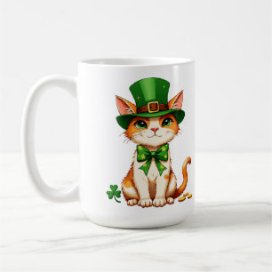Caneca De Café Dia de São Patrício Gato Sortudo