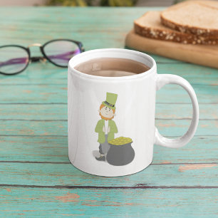 Caneca De Café Dia de São Patrício Leprechaun Simples Fofo