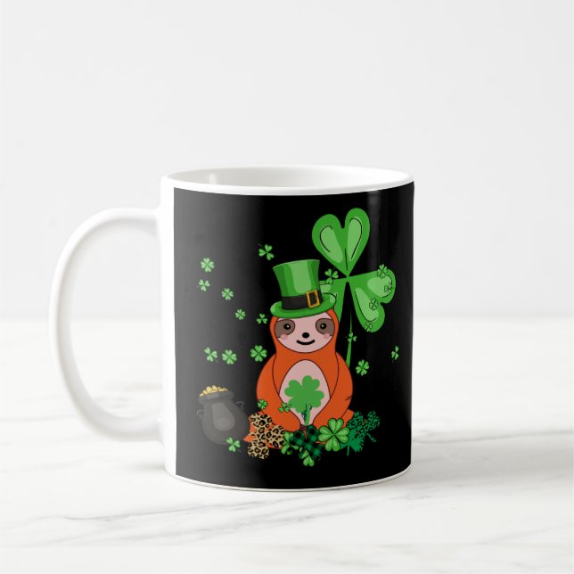 Caneca De Café Dia de São Patrício Preguiçoso C-Shamrock de Lama  (Esquerda)