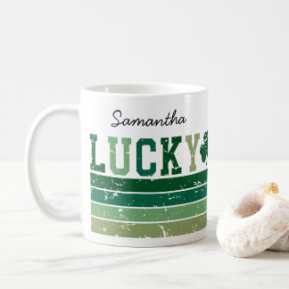 Caneca De Café Dia de São Patrício "Sortudo" Retro Personalizado