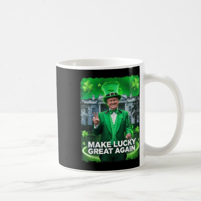 Caneca De Café Dia de São Patrício Trump Leprechaun Hat Torna Sor (Direita)