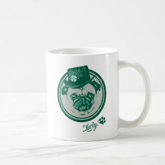 Caneca De Café Dia de São Patrício Vintage Grunge Pug Camisetas