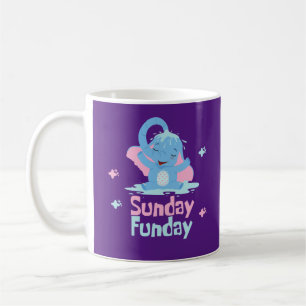 Caneca De Café Dia divertido de domingo Kawaii, elefante engraçad
