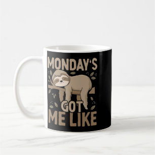 Caneca De Café Dia Divertido Preguiçoso Sloth Segundas-Feiras Me