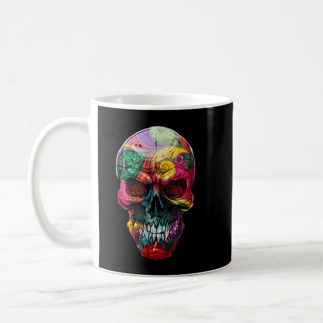 Caneca De Café Dia Do Crânio Do Açúcar Dos Crânios Da Cabeça Lega (Esquerda)