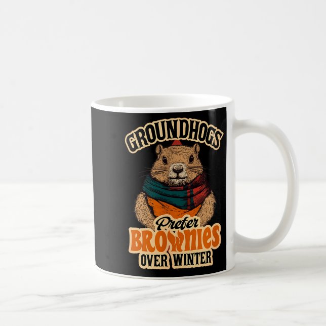 Caneca De Café Dia do Groundhog Engraçado Groundhogs Preferem Bro (Direita)