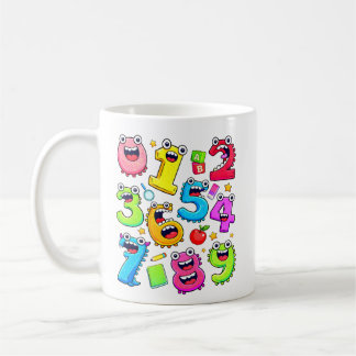 Caneca De Café Dia do Número Design de Números de Desenho Animado