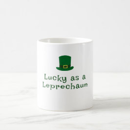 Caneca De Café Dia do Patrick, Texto Engraçado, Leprechaun Sortud