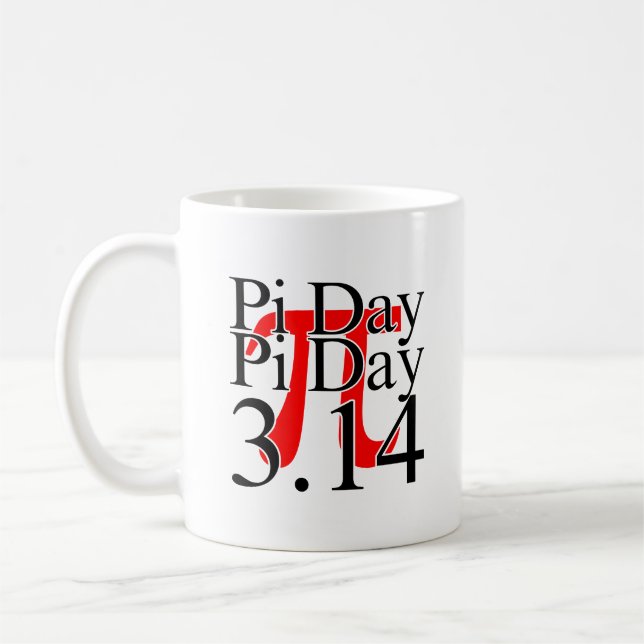 Caneca De Café Dia do Pi 3.14 Preto e Vermelho (Esquerda)