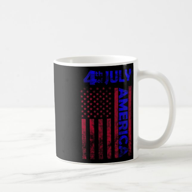Caneca De Café Dia dos Eua Bandeira 4 de julho Feliz Engraçado (Direita)
