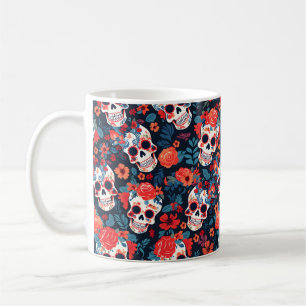 Caneca De Café Dia dos Mortos, caveiras de açúcar