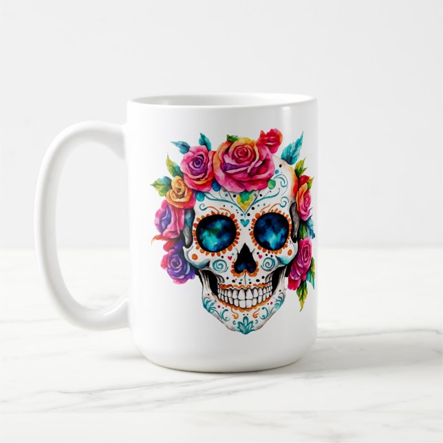 Caneca De Café Dia dos Mortos | Día de Los Muertos Sugar Skull (Esquerda)