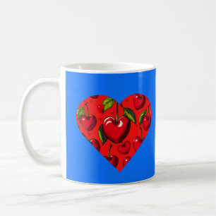 Caneca De Café Dia dos Namorados Cerejas Coração