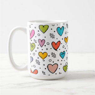Caneca De Café Dia dos namorados colorido corações fofos