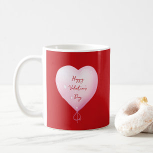 Caneca De Café Dia dos Namorados coração feliz script rosa person