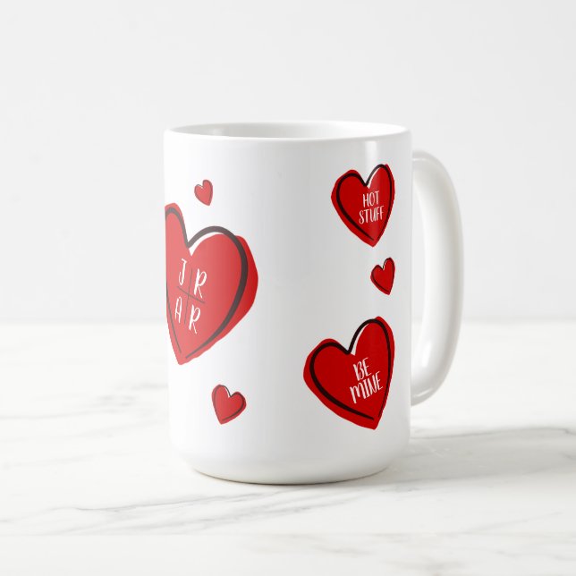 Caneca De Café Dia dos Namorados Corações Lindos Personalizado Ca (Frente Esquerda)