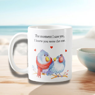 Caneca De Café Dia dos Namorados Pássaros Românticos Fofos