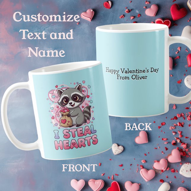 Caneca De Café Dia dos Namorados Personalizado com Guaxinim Fofo (Criador carregado)