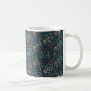 Caneca De Café Dia dos Namorados Tipografia Azul Marrom Eu Te Amo