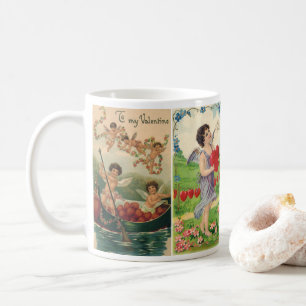 Caneca De Café Dia dos Namorados Vintage, Corações de Anjos Vitor