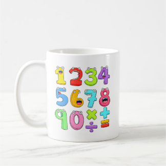 Caneca De Café Dia dos Números Números Coloridos Design de Matemá