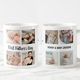 Caneca De Café Dia dos Pais Simples Personalizado com 8 Fotos