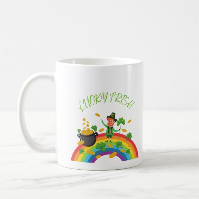 Caneca De Café Dia dos Patricks - Engraçada Lucky Irish Leprechau (Esquerda)