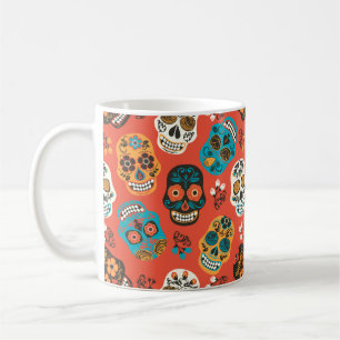 Caneca De Café Dia dos Peles Mortos de Açúcar, Laranja