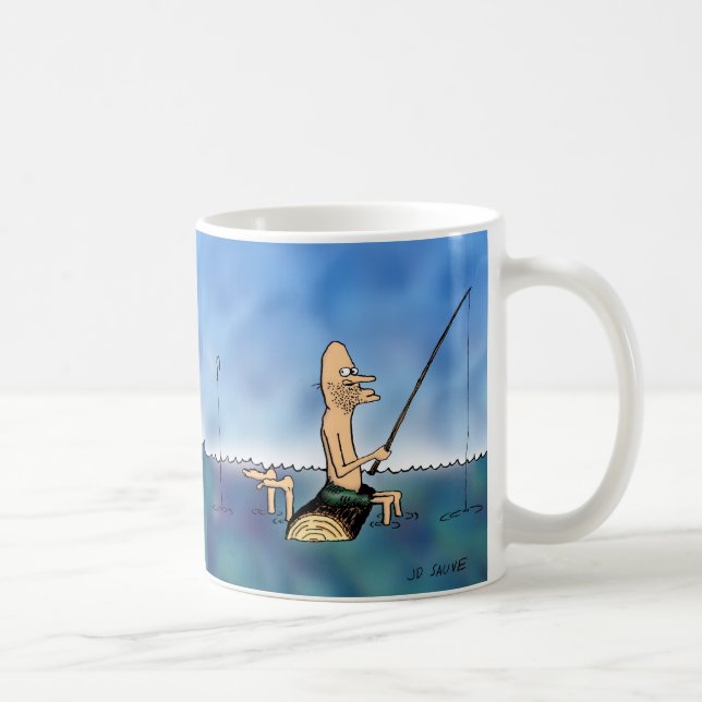 Caneca De Café Dia Estranho - Cartoon de Pesca (Direita)
