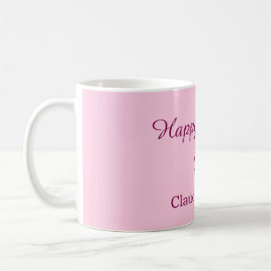 Caneca De Café dia feliz da mulher nome rosa em mauve caligrafia