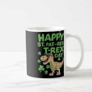 Caneca De Café Dia Feliz de São Patrício para Crianças T Rex Dia