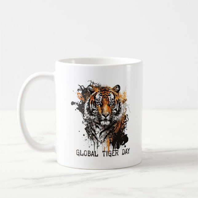 Caneca De Café Dia Global do Tigre, tigre gigante (Esquerda)
