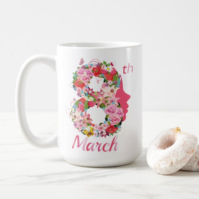Caneca De Café Dia Internacional da Mulher Feliz Dia das Mulheres (Com Donut)
