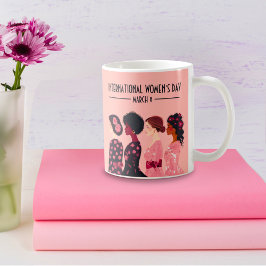 Caneca De Café Dia Internacional da Mulher: Mulheres Globais Rosa