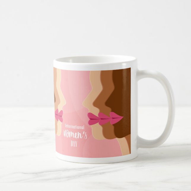 Caneca De Café Dia Internacional das Mulheres Rosa (Direita)