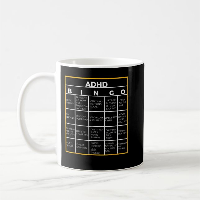 Caneca De Café Dia Mundial da Consciência Mental ADHD Bingo Engra (Esquerda)