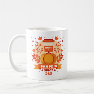 Caneca De Café Dia Nacional da Pumpkin Spice, café, folhas de out