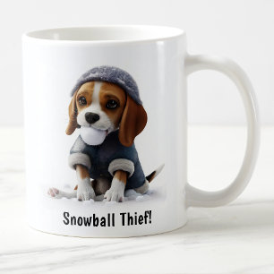 Caneca De Café Dia Personalizável de Neve do Beagle