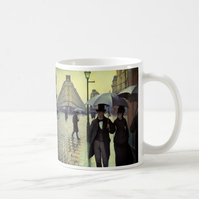 Caneca De Café Dia Rainy da Rua Paris por Gustave Caillebotte (Direita)